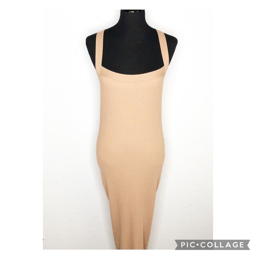 Asos Design Maternity tan ribbed knit tank maxi dress size 6